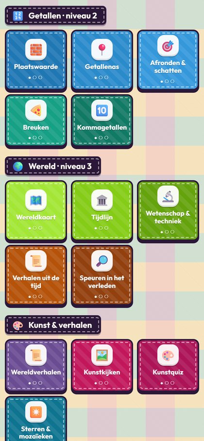 Getallen niveau 2 en Wereld niveau 3 op de gsm